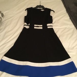 Black/Blue Calvin Klein fit and flare with belt